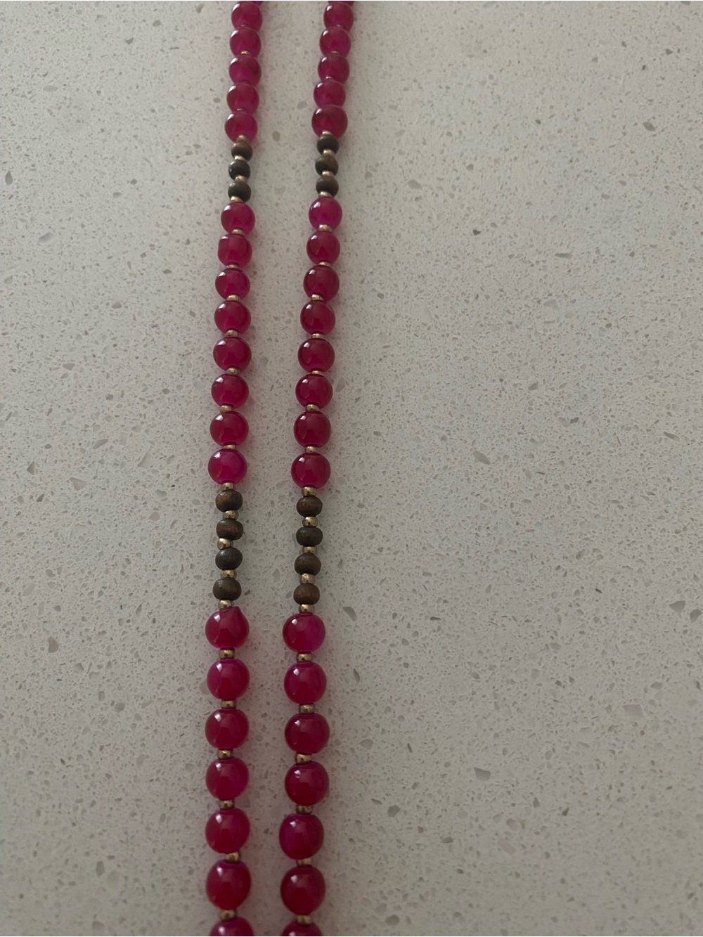 Women’s Fuchsia Beaded Necklace with Antiqued Metal Accents